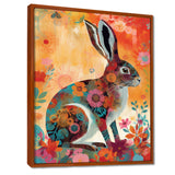Colorful Boho Retro Rabbit Illustration - Rabbit Wall Art Prints