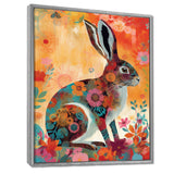 Colorful Boho Retro Rabbit Illustration - Rabbit Wall Art Prints
