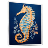 Gilded Blue Seahorse On Deep Blue - Blue Seahorse Wall Art