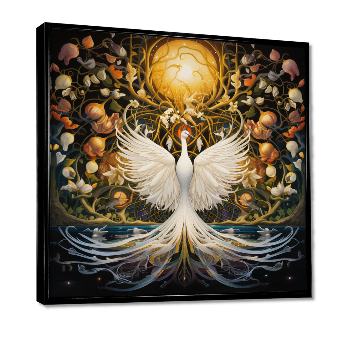 Celestial Grace Of The White Swan - Swans Canvas Wall Art