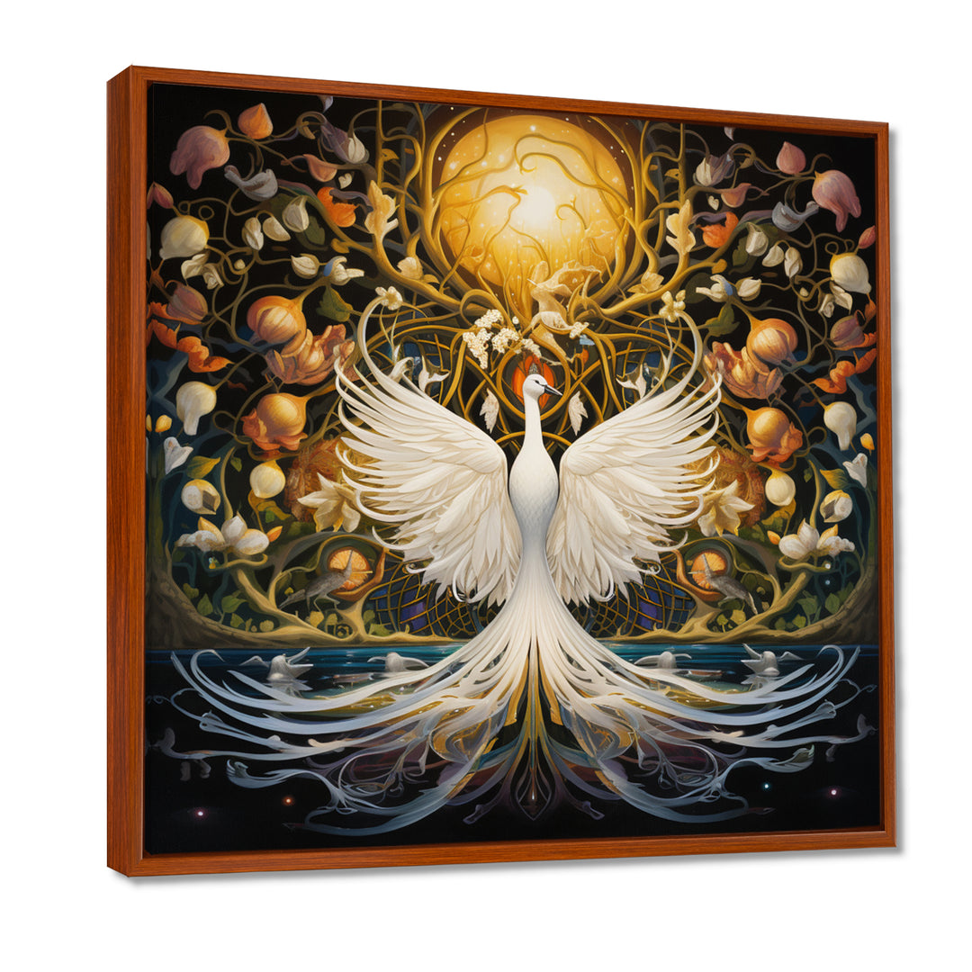 Celestial Grace Of The White Swan - Swans Canvas Wall Art