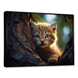 Cute Tiger Kitten In A Tree - Tiger Wall Decor