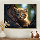 Cute Tiger Kitten In A Tree - Tiger Wall Decor