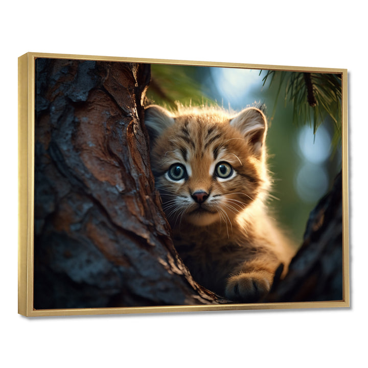 Cute Tiger Kitten In A Tree - Tiger Wall Decor