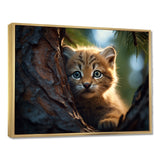 Cute Tiger Kitten In A Tree - Tiger Wall Decor