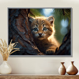 Cute Tiger Kitten In A Tree - Tiger Wall Decor