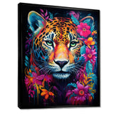 Tiger Portrait With Blossoming Fuchsia Flower - Tiger Fashion Wall Art Prints