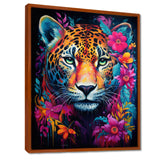Tiger Portrait With Blossoming Fuchsia Flower - Tiger Fashion Wall Art Prints