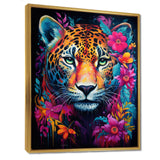 Tiger Portrait With Blossoming Fuchsia Flower - Tiger Fashion Wall Art Prints