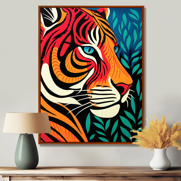 Glorious Portrait Of Tiger In The Woods Retro Abstract - Brown Tiger Wall Art