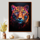 Portrait Of Tiger Fuchsia Neon Glow - Brown Tiger Wall Art