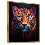 Portrait Of Tiger Fuchsia Neon Glow - Brown Tiger Wall Art