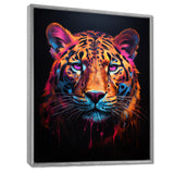 Portrait Of Tiger Fuchsia Neon Glow - Brown Tiger Wall Art