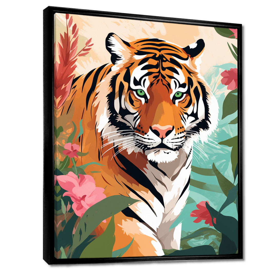 Orange Tiger Portrait In Tropical Jungle - Tiger Home Decor Art