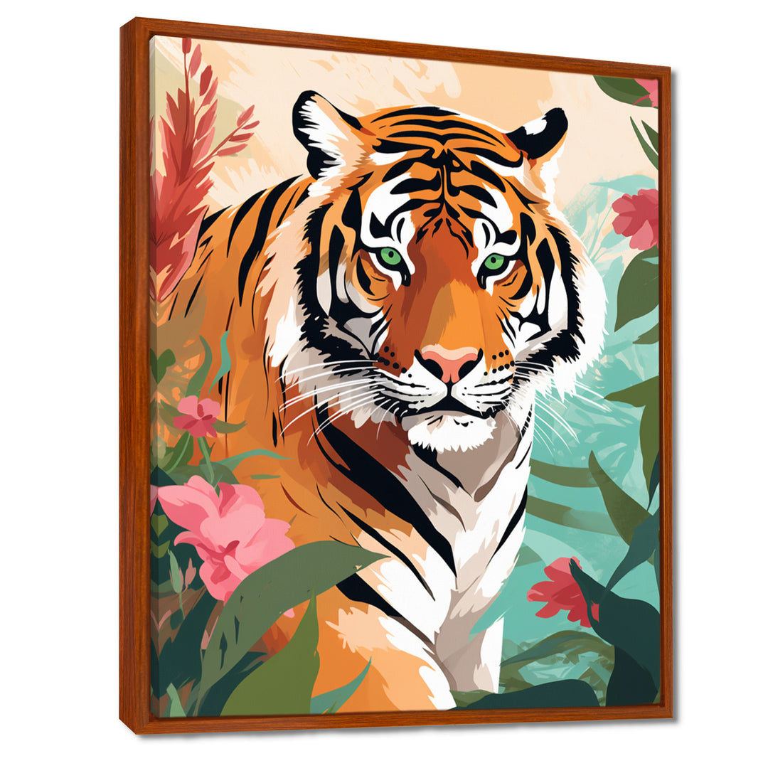 Orange Tiger Portrait In Tropical Jungle - Tiger Home Decor Art