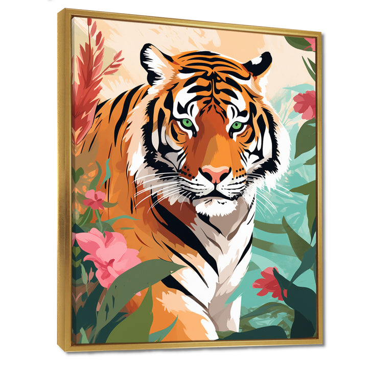Orange Tiger Portrait In Tropical Jungle - Tiger Home Decor Art