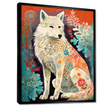 Powerful White Owl In Boho Forest Retro Illustration - Wolf Canvas Wall Art