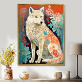 Powerful White Owl In Boho Forest Retro Illustration - Wolf Canvas Wall Art