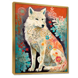 Powerful White Owl In Boho Forest Retro Illustration - Wolf Canvas Wall Art