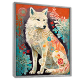 Powerful White Owl In Boho Forest Retro Illustration - Wolf Canvas Wall Art