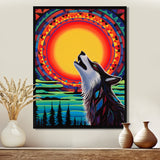 Wolf Howling At The Full Moon Ethnic Retro - Wolf Wall Decor