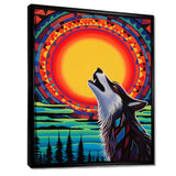 Wolf Howling At The Full Moon Ethnic Retro - Wolf Wall Decor