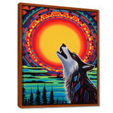 Wolf Howling At The Full Moon Ethnic Retro - Wolf Wall Decor
