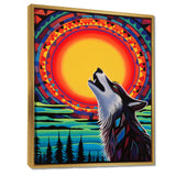 Wolf Howling At The Full Moon Ethnic Retro - Wolf Wall Decor