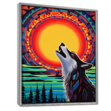 Wolf Howling At The Full Moon Ethnic Retro - Wolf Wall Decor