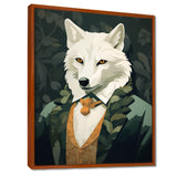 Stylish White Wolf In Green Suit - White Wolf Wall Art