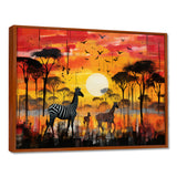 Zebra Roaming In The Savanna Under The Setting Sun - Zebra Large Canvas Wall Art