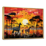 Zebra Roaming In The Savanna Under The Setting Sun - Zebra Large Canvas Wall Art