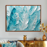 Bold White And Turquoise Boho Feathers Painting - Feathers Living Room Wall Art