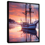 Sailboat Entering The Harbor In Sunset Mist - Boat Canvas Wall Art
