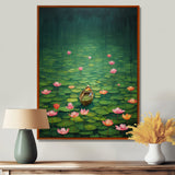 Pink Lotus River Tranquility Single Dinghy Floating - Boat Canvas Wall Art