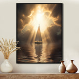 Sailboat Tranquility God Rays After The Storm - Boat Canvas Wall Art