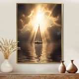 Sailboat Tranquility God Rays After The Storm - Boat Canvas Wall Art