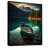 Canoe On Blue Forest Mountain Lake - Boat Canvas Wall Art