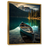 Canoe On Blue Forest Mountain Lake - Boat Canvas Wall Art