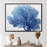 Detailed Blue Coral On White Retro Illustration - Coral Wall Decor