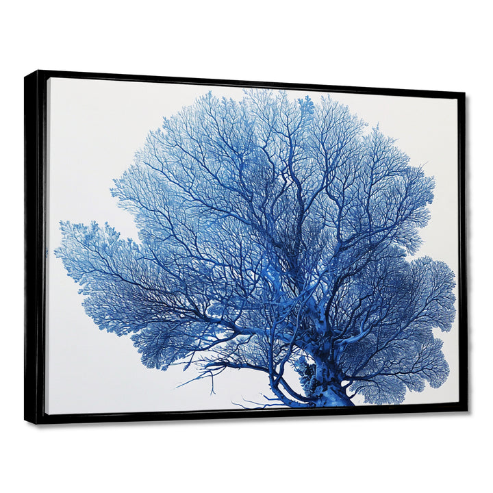 Detailed Blue Coral On White Retro Illustration - Coral Wall Decor