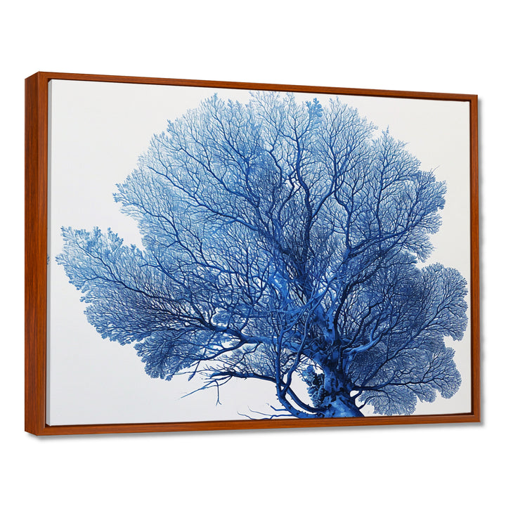 Detailed Blue Coral On White Retro Illustration - Coral Wall Decor