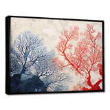 Red And Blue Deep Ocean Coral Retro Illustration - Coral Wall Art Prints