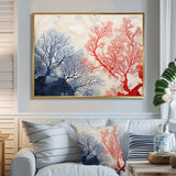 Red And Blue Deep Ocean Coral Retro Illustration - Coral Wall Art Prints