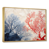 Red And Blue Deep Ocean Coral Retro Illustration - Coral Wall Art Prints