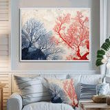 Red And Blue Deep Ocean Coral Retro Illustration - Coral Wall Art Prints