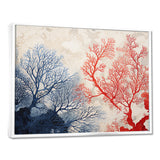 Red And Blue Deep Ocean Coral Retro Illustration - Coral Wall Art Prints