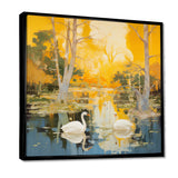 Two Swans In Yellow Autumn Lake - Swans Wall Art Prints