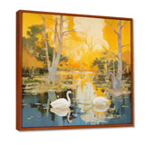 Two Swans In Yellow Autumn Lake - Swans Wall Art Prints