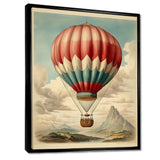 Retro Illustration Balloon Over Mountains - Hot Air Balloon Canvas Wall Art